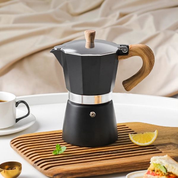 150 ml/300 ml kannettava alumiininen italialaistyylinen espressokone Moka pot kahvinkeitin Kotitalouden mokkakylmäuutepannu Cappuccino Latten valmistukseen