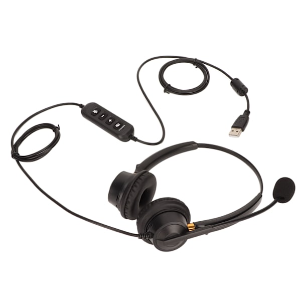 Telefonheadset ENC aktiv brusreducering dubbla öronvolym justerbar mute-kontroll USB affärsheadset