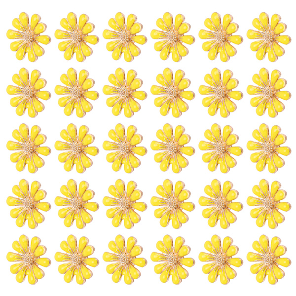 30 st Rhinestone Appliques Solros Fjäril DIY Hårdekoration Legering Tillbehör 1,8 cm/0,7 tum Gul Daisy