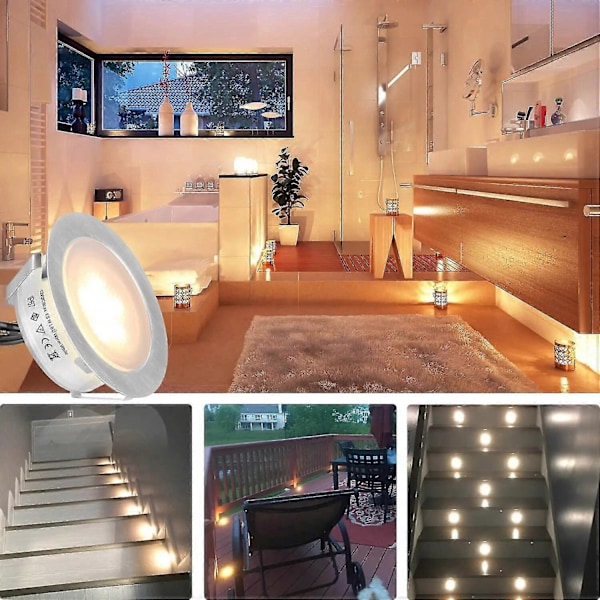 Upotetut LED-terassivalaisinsarjat 6 kpl, Smy(päivitys) maahan asennettavat ulkokäyttöön tarkoitetut LED-terassivalot vedenpitävät Ip67, pienjännitteiset LED-valot -JRCH