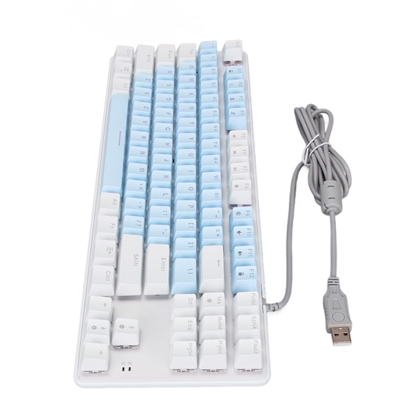 Mekaniskt speltangentbord 87 tangenter Blå switch RGB bakgrundsbelysning USB trådbundet mekaniskt tangentbord för PC Bärbar stationär dator Blå Vit
