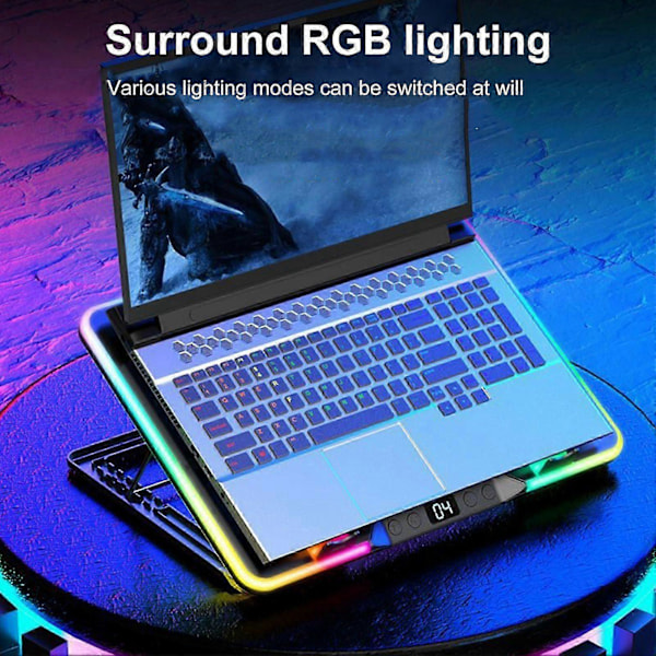 Laptop Kylare Ställ Digital Display Höjdjusterbar Lågt Ljud Bärbart Notebook Ställ Gaming Laptop Kylplatta Svart