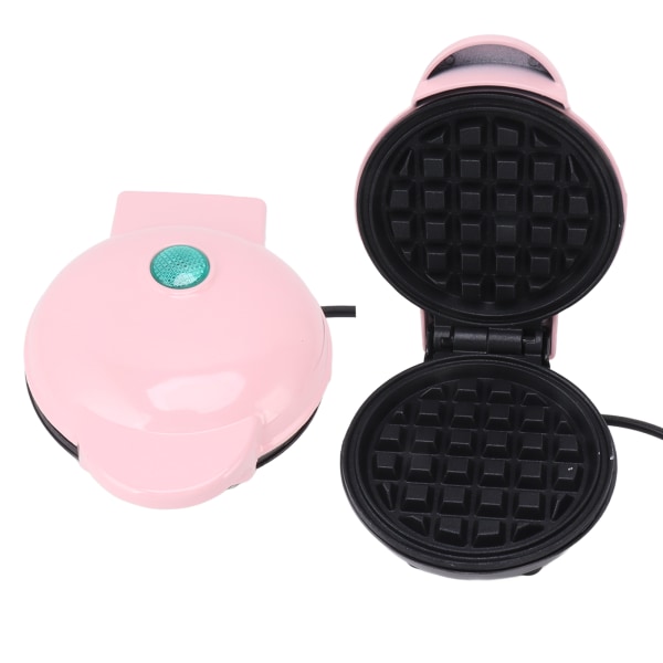 Mini våffeljärn, dubbelsidig, rund, multifunktionell frukostmaskin för toast och smörgåsar, EU-kontakt 220V, rosa