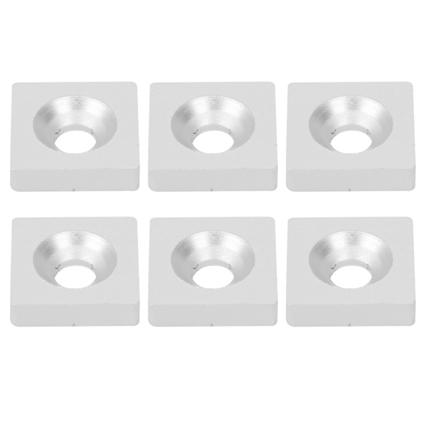 10st fyrkantig lagerplatta Bricka Silver Aluminiumlegering Cover Fästelement Tillbehör2020-Enkelt hål