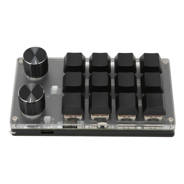 Minitastatur Knottdesign Rød bryter Dual Mode Plug and Play Mekanisk programmerbart tastatur for gaming Office Media 12 taster med 2 knotter