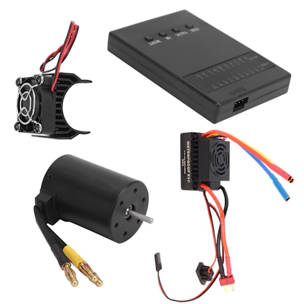 3650 3600KV Borstlös Motor 60A ESC Programmeringskort Värmeavledningskombination Set för 1/8 1/10 RC Bil