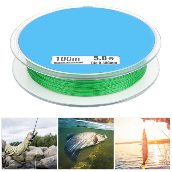 100M 9 tråde grøn PE flettet fiskeline Superstyrke fluefiskeliner Fiskergrej tilbehør5.0#