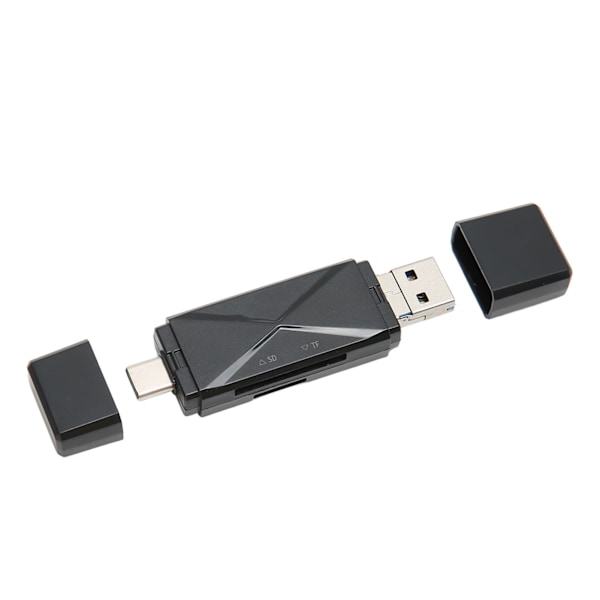 3 i 1 USB-lagerkortlæser USB C USB 3.0 MICRO USB Bærbar lagerkortlæser med 3 stik Sort