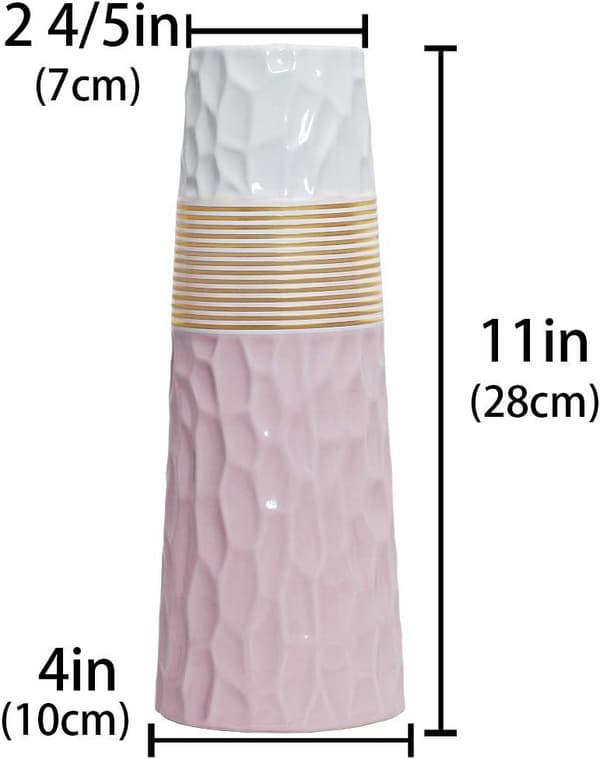 28 cm blomvas i vit keramik och roséguld