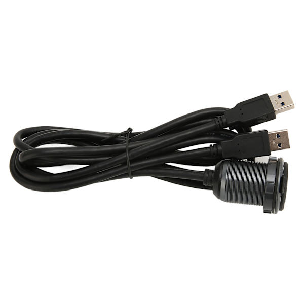 2 porter dobbel USB 3.0 hann til USB 3.0 hunn bilmontering flush kabel 3,3 fot plug and play vanntett dash panel monteringskabel