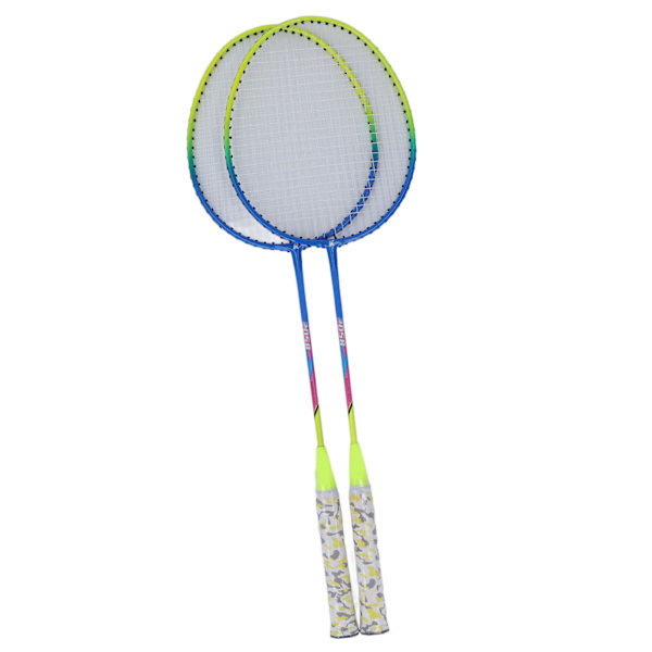 2 st badmintons racketar gul lätt ram stor sweet spot halkfri dubbel badminton racket med förvaringsväska