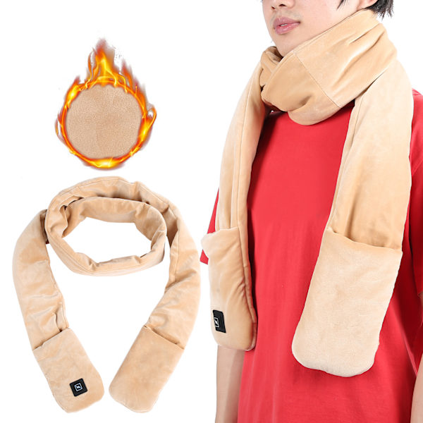 Talvi USB virralla toimiva sähkölämmityshuivi, jossa on 3 lämpötilan säädintä Outdoor Activity Light Tan
