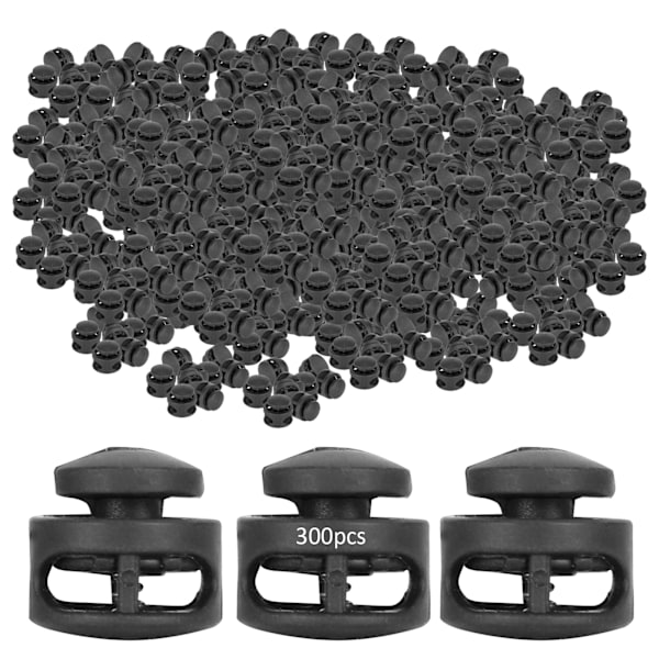 300Pcs Double Hole Spring Cord Locks Oblate Round Shape Nylon Clothing Accessories