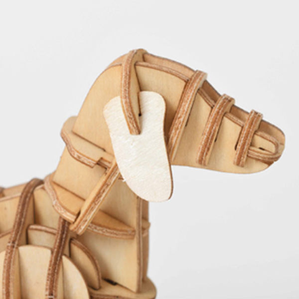 3D Trä Dachshund Pussel Lärande Bygg Leksak Simulering Pussel Modell Realistisk Fast Handgjord Spel Leksak