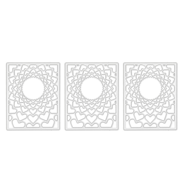 3 stk. Kjærlighetshjerte Bakgrunnsramme Embossing Form Gjenbrukbar Karbonstål Stansing Die For DIY Håndverk Kort
