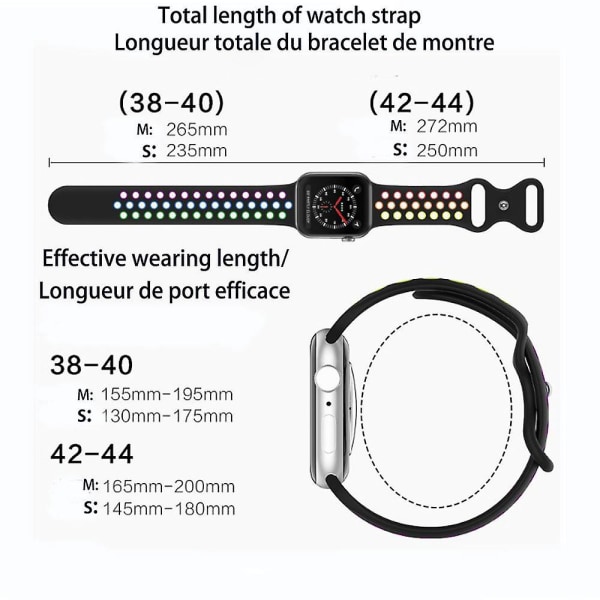 Hengittävä silikoni, kaksireikäinen solkihihnan vaihtohihna, joka on yhteensopiva Apple Watch 38 mm/40 mm kanssa - iWatch-sarjalle 1/2/3/4/5