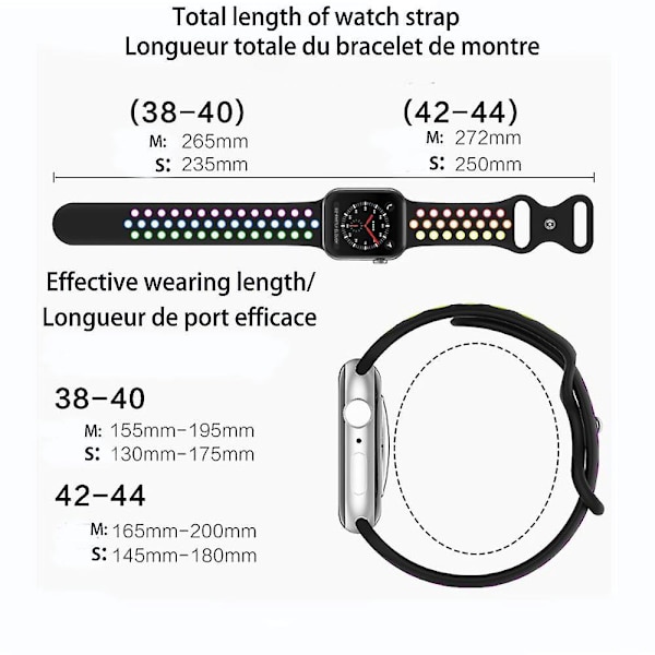 Sportband som andas med dubbla hål, byte av spänne i silikon, kompatibel med Apple Watch 38 mm/40 mm - för iWatch Series 1/2/3/4/5