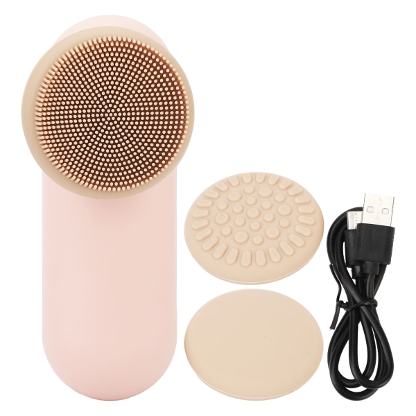 Ansigtsmassageanordning Pensel 3 gear Justerbare silikonehoveder Opvarmning Genopladeligt elektrisk ansigtsmassageapparat Pink
