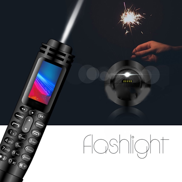 Penntelefon under 4 tum liten skärm under 500W PX slitstark multifunktion ABS pennminitelefon för studentSvart