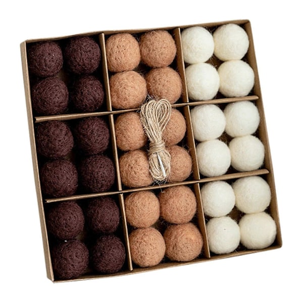 6/36 stk. 3/5 cm Julefiltball Snøfnugg Snømann Ensfarvet Knusesikker Gjenbrukbar Juletre Hengende Ball Ornament Anheng G