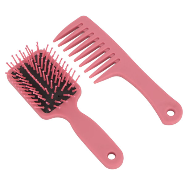 2 st hårkam borste set styling bärbar hårbotten massage torr våt paddel bred tand hårborste kam set rosa