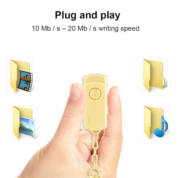 Gull metall roterende U-disk med USB-grensesnitt for Windows 98 / 2000 / XP / Vista / 7256G