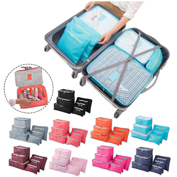 Reseset för förvaring av skor, 6-pack, för packning och organisering i bagage, himmelsblå
