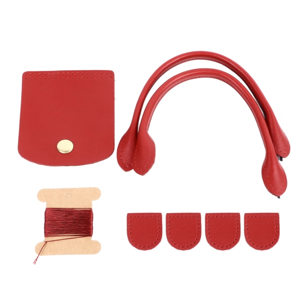 Læderpungrem DIY Moderigtigt håndtaskehåndtag med klapdæksel Lynlåsprop til pungfremstillingsartikler Rød splitlæder