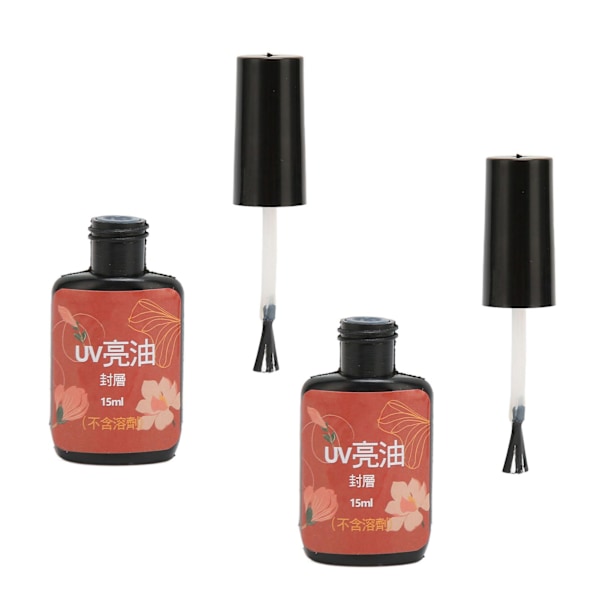 2 stk. 15 ml neglelak top coat transparent slidstærk ridsefast lækagesikker top coat til neglelak