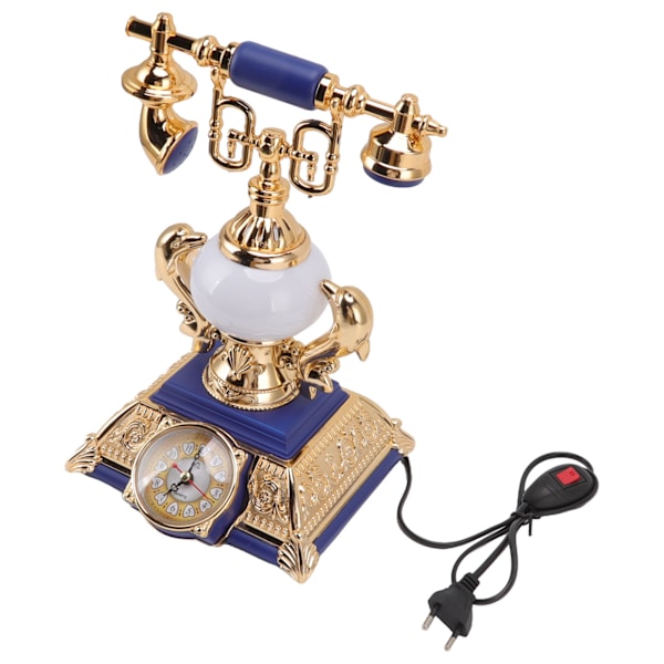 Vintage telefonmodell bordslampa väckarklocka funktion enkel montering dekorativ telefonmodell för hem café EU-kontakt 220V 8178 3