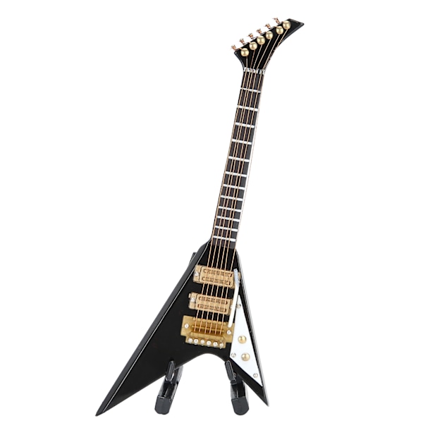 Elektrisk Guitar Model Sort Mini Musikinstrumenter Samling Gavepynt 14cm