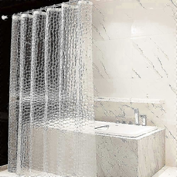Duschdraperi, mögelsäkert, 180 x 240 cm, halvtransparent, förtjockat EVA, vattentätt, tvättbart 3D-duschdraperi med 12 ringar, badrum PVC-fritt