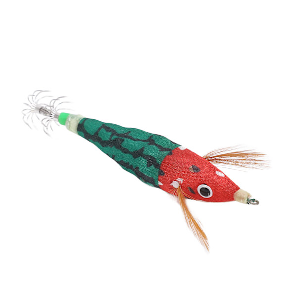 Fiskespöjiggar bete bläckfisk jigg krok hård fiskedrag med lysande effekt för havsbåt flod fiske damm fiske röd huvud mörk grön kropp
