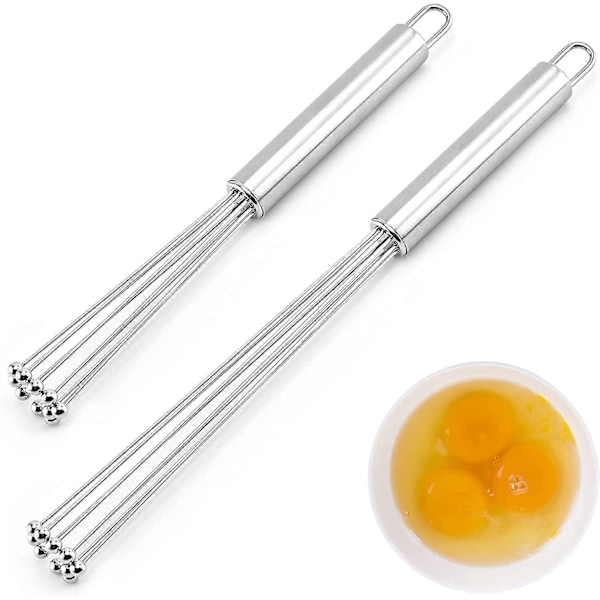 Visp i rostfritt stål, trådvisp, handmixer, vispset, köksvisp för matlagning, blandning, vispning, klappning, omrörning (silver) (2 st) Juni 6.15