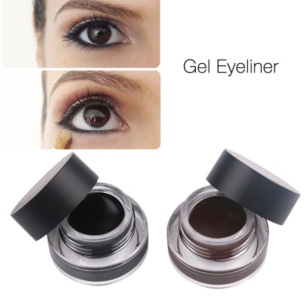 2 stk./sæt Sort Brun Vandtæt Eyeliner Gel Langtidsholdbar Makeup Kosmetisk Gel Eyeliner Med Pensel