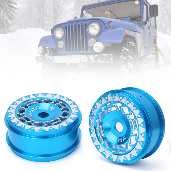 2 st aluminiumlegering RC bilhjulnav med triangulär trim, passar för 1/8 driftingbil, blå