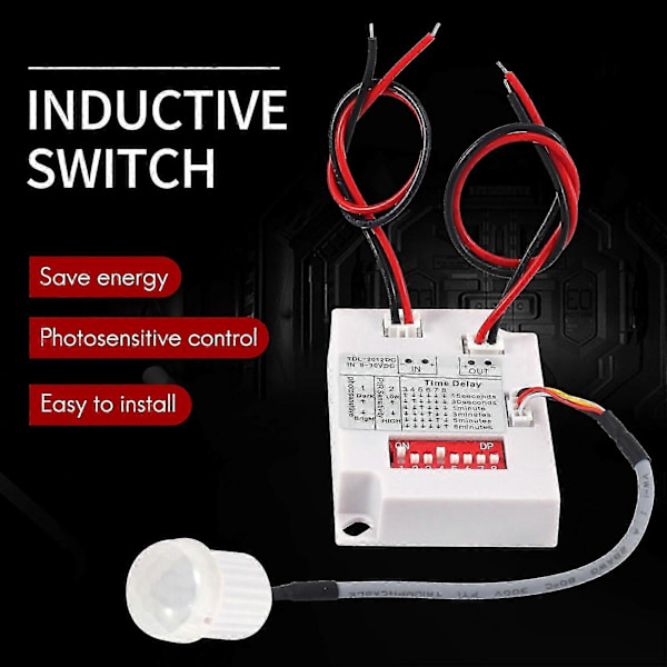 12V 24V PIR Rörelsesensorswitch IR Infraröd Mänsklig Induktion Tidsfördröjningsrelä Switch Korridor LED Ljus Timer Switch