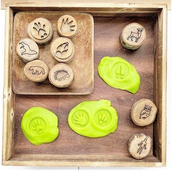 9 kappaletta puinen eläinten jäljet Playdoh leimasimet eläinten jäljet