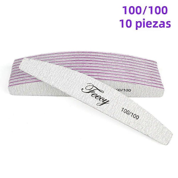 10 stk. dobbeltsidede neglefile, professionelle vandmelon halvmåne slibeværktøjer til manicure, stærke og holdbare 100 korn, 10 stk.
