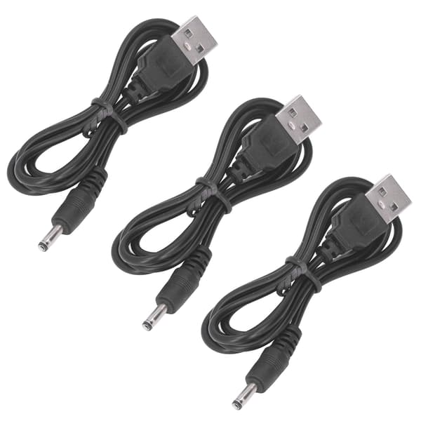 3 stk. USB-strømkabel 3,5x1,35 mm jack-opladerkabel ledning DC 5V til ventilator, telefon, højttaler
