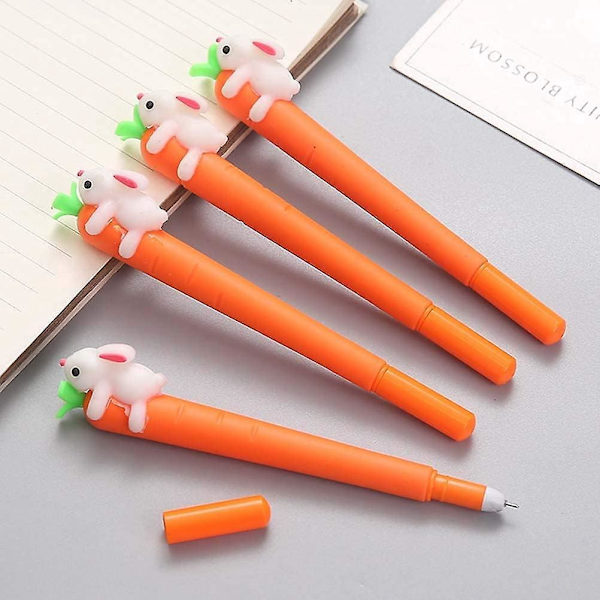 5 stk Cute Bunny Gulerod Gel Penne Sæt - Student Kontor Skoleartikler Påskegave