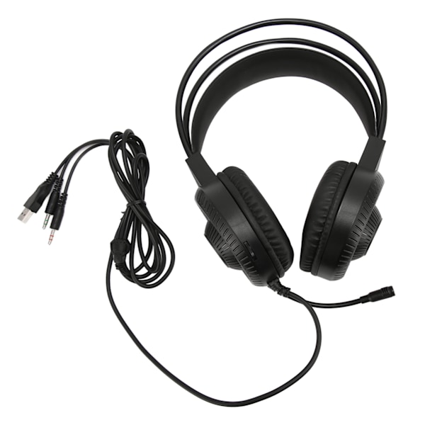 RGB-kablet gamingheadset med mikrofon 3,5 mm stik dyb bas surround gaminghovedtelefoner til computer bærbar computer