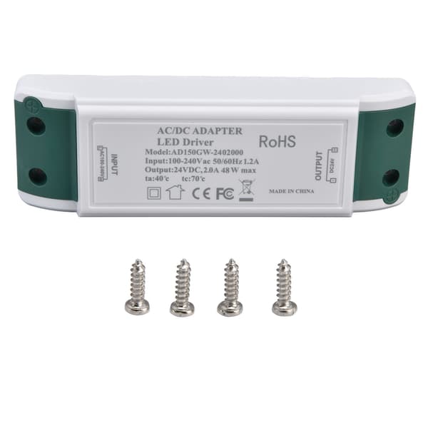 LED-transformator 24V DC 2A 48W konstantstrøm LED-strømforsyningsdriver for hjem og kontor AC100‑240V