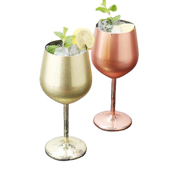 Vinglas i rostfritt stål med fot, 500 ml metallkoppar i koppar för champagne, cocktail, inomhus/utomhus, poolparty