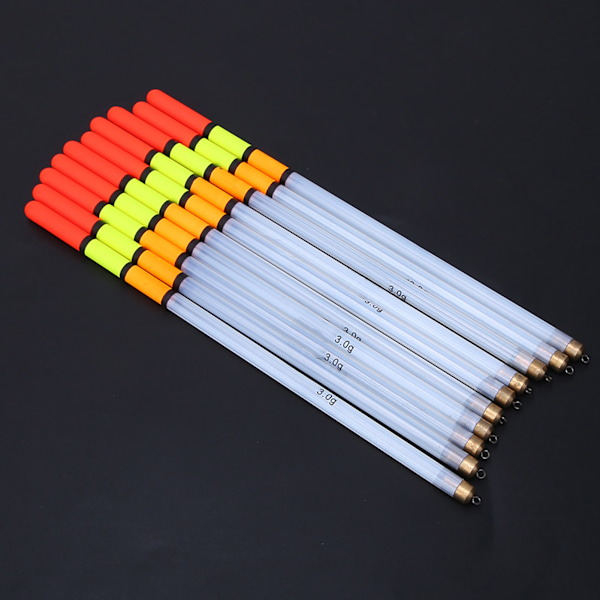 10 stk holdbare fiskeflåter Bobber Stick Tube Multi Purpose Fish Feed Baits Tilbehør Kit (3.0 hvit)