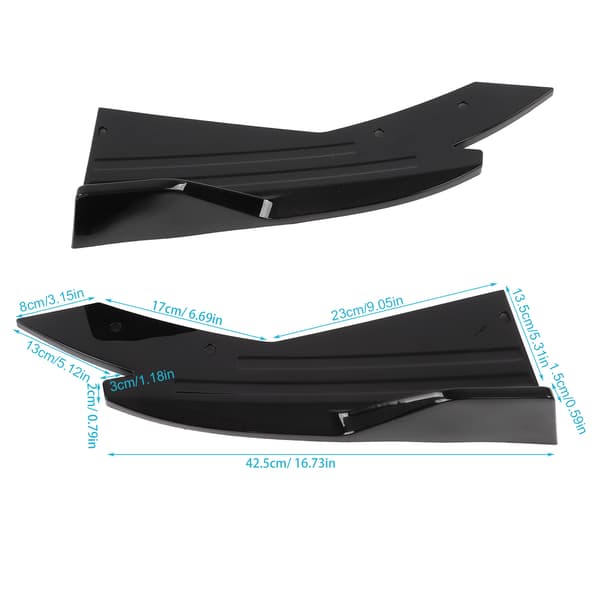 Bagspoiler Kofanger Læbe Diffuser Splitter Canard Beskytter Sideskørt Blank Sort ABS Universal Body Kit til Biler