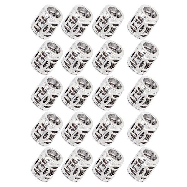 20st Hårflätning Pärlor Legering Skäggdekoration Dreadlocks Ringar DIY Armband Halsband Tillbehör Silver