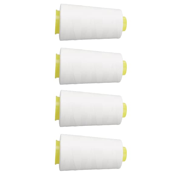 4 stk. Sergertråd Hvid Premium Polyester Robust Holdbar Slidstærk Bredt Anvendt Hvid Tråd
