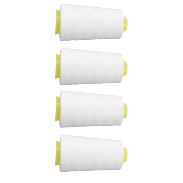 4 stk. Sergertråd Hvit Premium Polyester Solid Slitesterk Slitesterk Mye Brukt Hvit Tråd