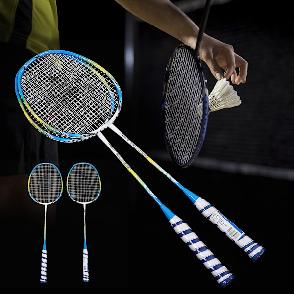 1 par lettvekts badminton-racketsett med treningsracketer og bag